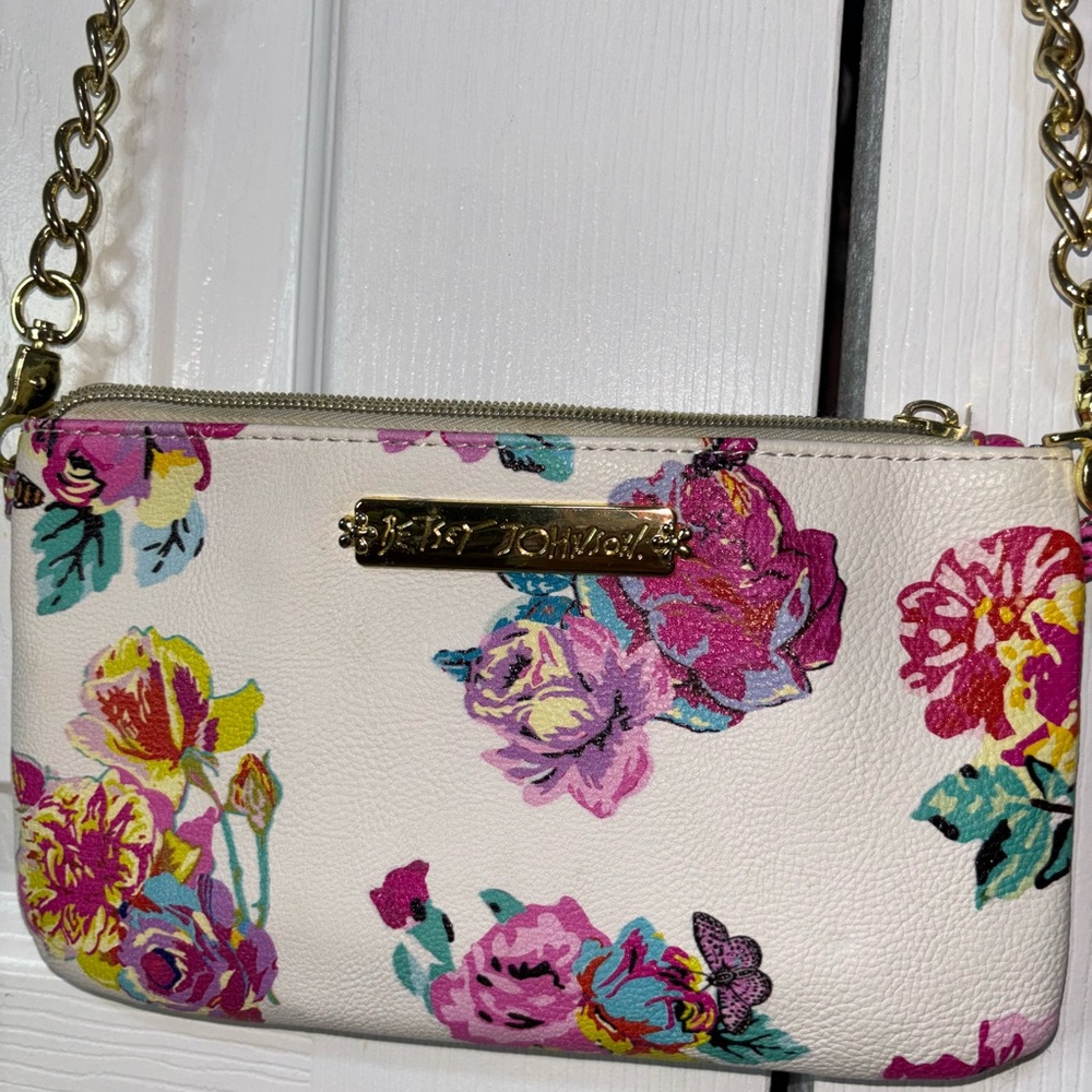 Betsy Johnson Convertible purse to wristlet bag with built in portable charger